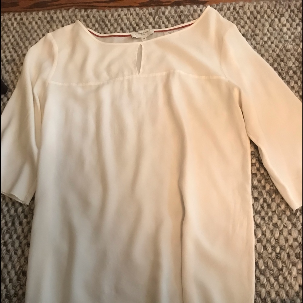 WhiteSilk blouse three-quarter sleeves